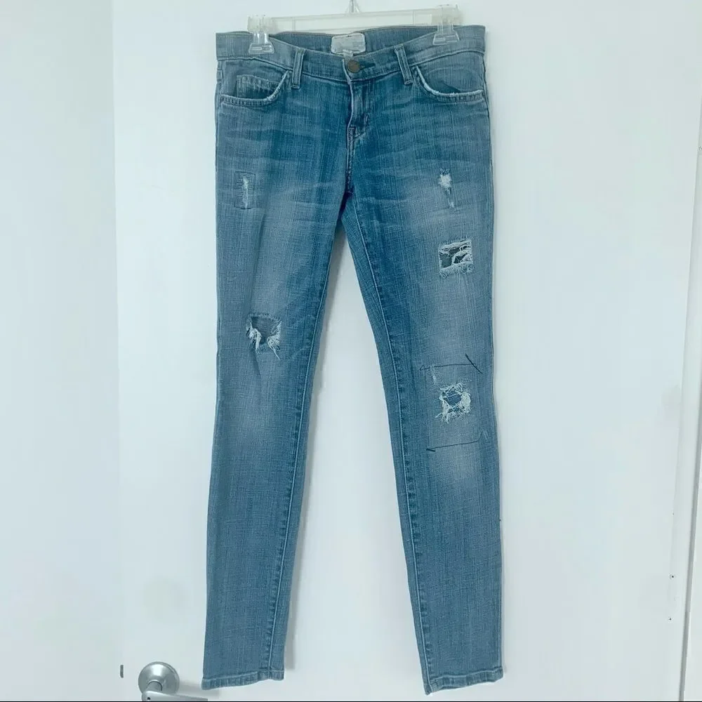 Current Elliot The Ankle Skinny Distressed Jeans in Light Wash Size 26